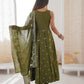 Roman Chanderi Silk Embroidered Anarkali Suit Set