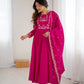 Roman Chanderi Silk Embroidered Anarkali Suit Set