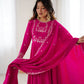 Roman Chanderi Silk Embroidered Anarkali Suit Set