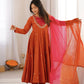 Roman Silk Anarkali Set with Mirror Work