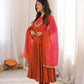 Roman Silk Anarkali Set with Mirror Work