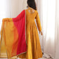 Roman Silk Anarkali Set with Mirror Work