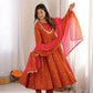 Roman Silk Anarkali Set with Mirror Work