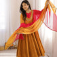 Roman Silk Anarkali Set with Mirror Work