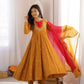 Roman Silk Anarkali Set with Mirror Work