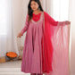 Roman Silk Anarkali Set with Mirror Work