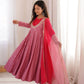 Roman Silk Anarkali Set with Mirror Work