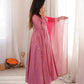 Roman Silk Anarkali Set with Mirror Work