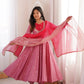 Roman Silk Anarkali Set with Mirror Work