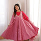 Roman Silk Anarkali Set with Mirror Work