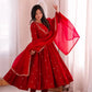 Roman Silk Anarkali Set with Mirror Work