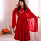 Roman Silk Anarkali Set with Mirror Work