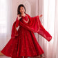 Roman Silk Anarkali Set with Mirror Work