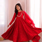 Roman Silk Anarkali Set with Mirror Work