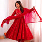 Roman Silk Anarkali Set with Mirror Work