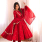 Roman Silk Anarkali Set with Mirror Work
