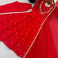 Roman Silk Anarkali Set with Mirror Work
