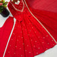 Roman Silk Anarkali Set with Mirror Work