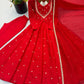Roman Silk Anarkali Set with Mirror Work