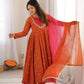 Roman Silk Anarkali Set with Mirror Work