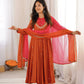 Roman Silk Anarkali Set with Mirror Work