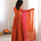 Roman Silk Anarkali Set with Mirror Work