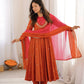Roman Silk Anarkali Set with Mirror Work