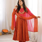 Roman Silk Anarkali Set with Mirror Work