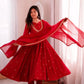 Roman Silk Anarkali Set with Mirror Work