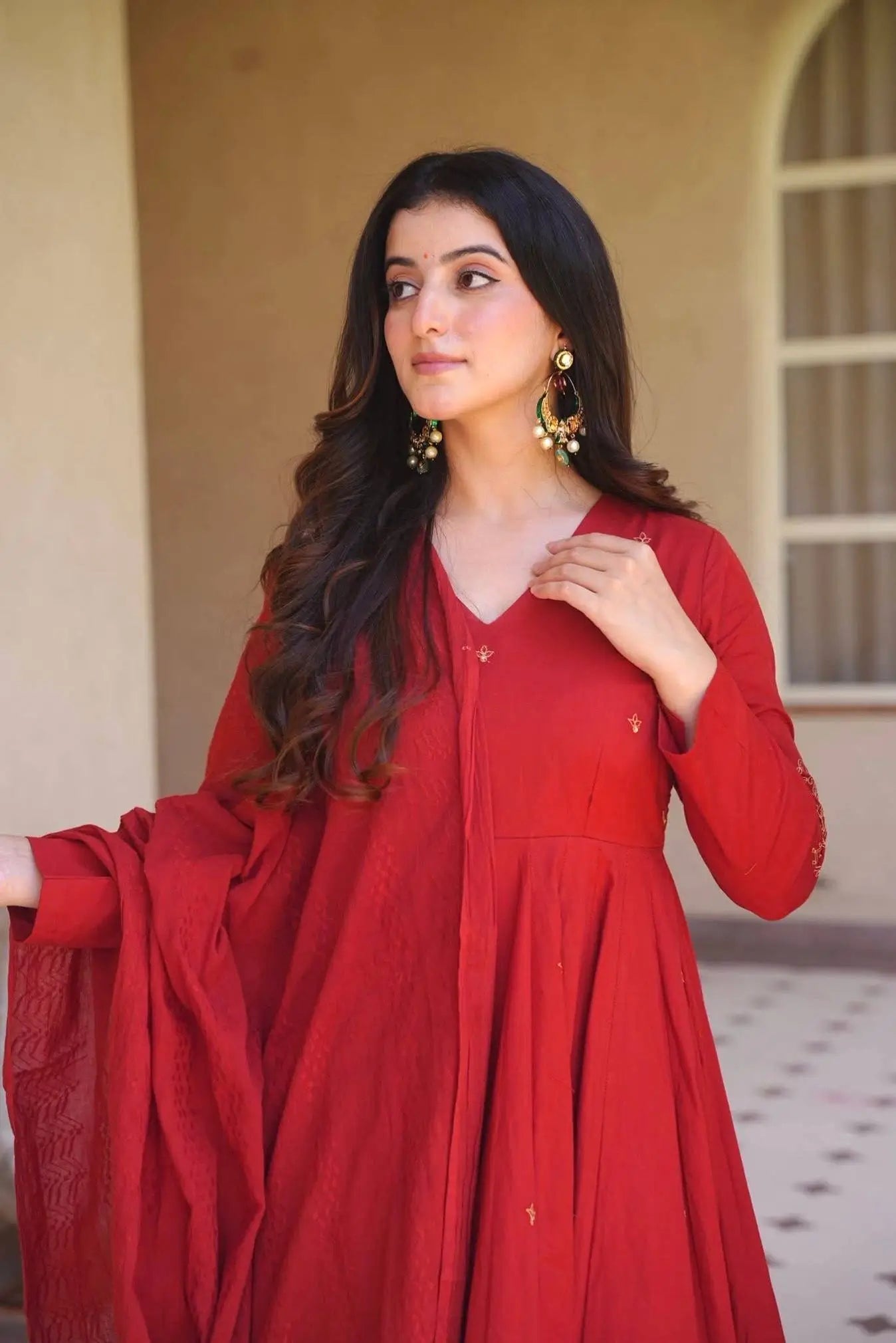 Roman Silk Booti Anarkali