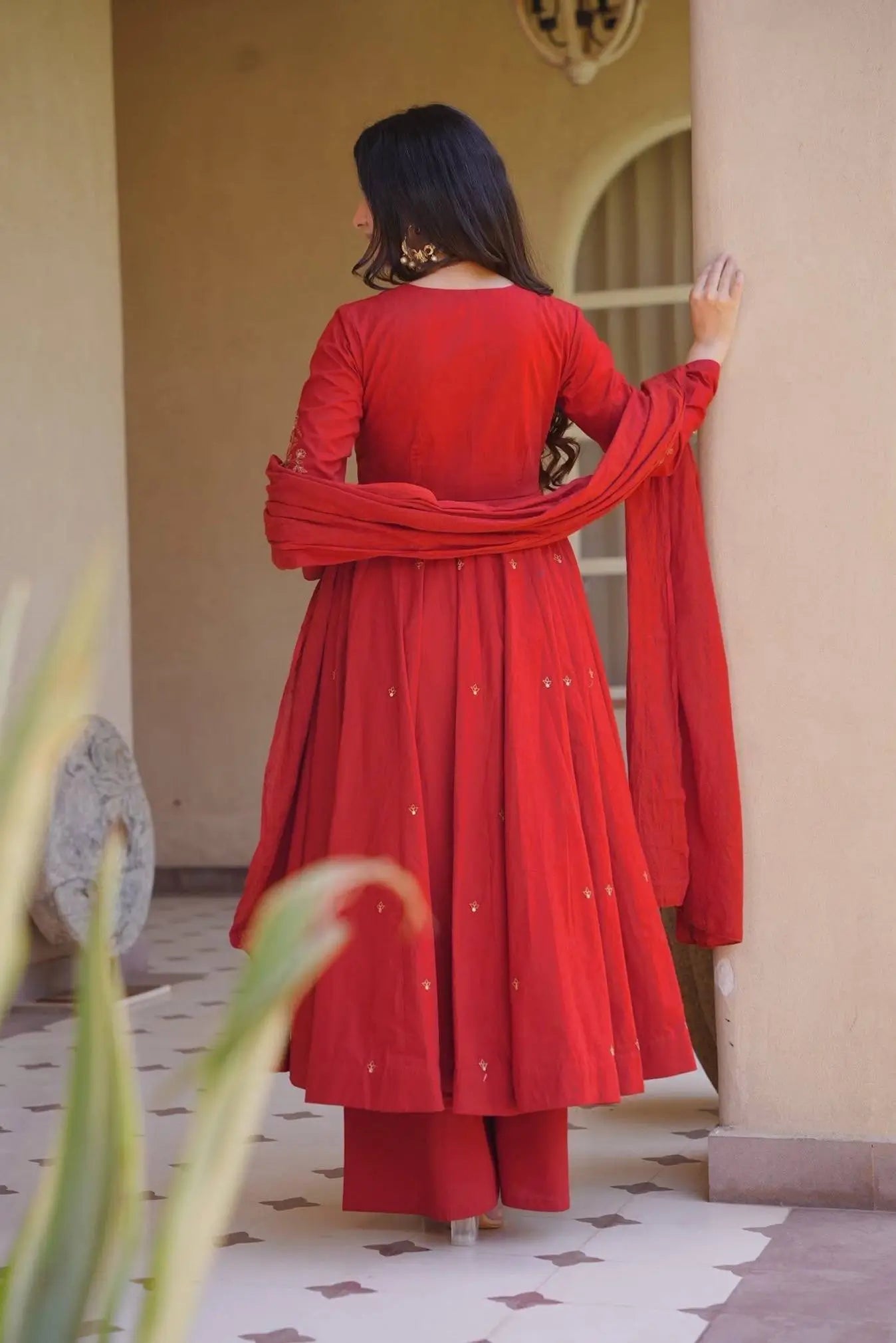 Roman Silk Booti Anarkali