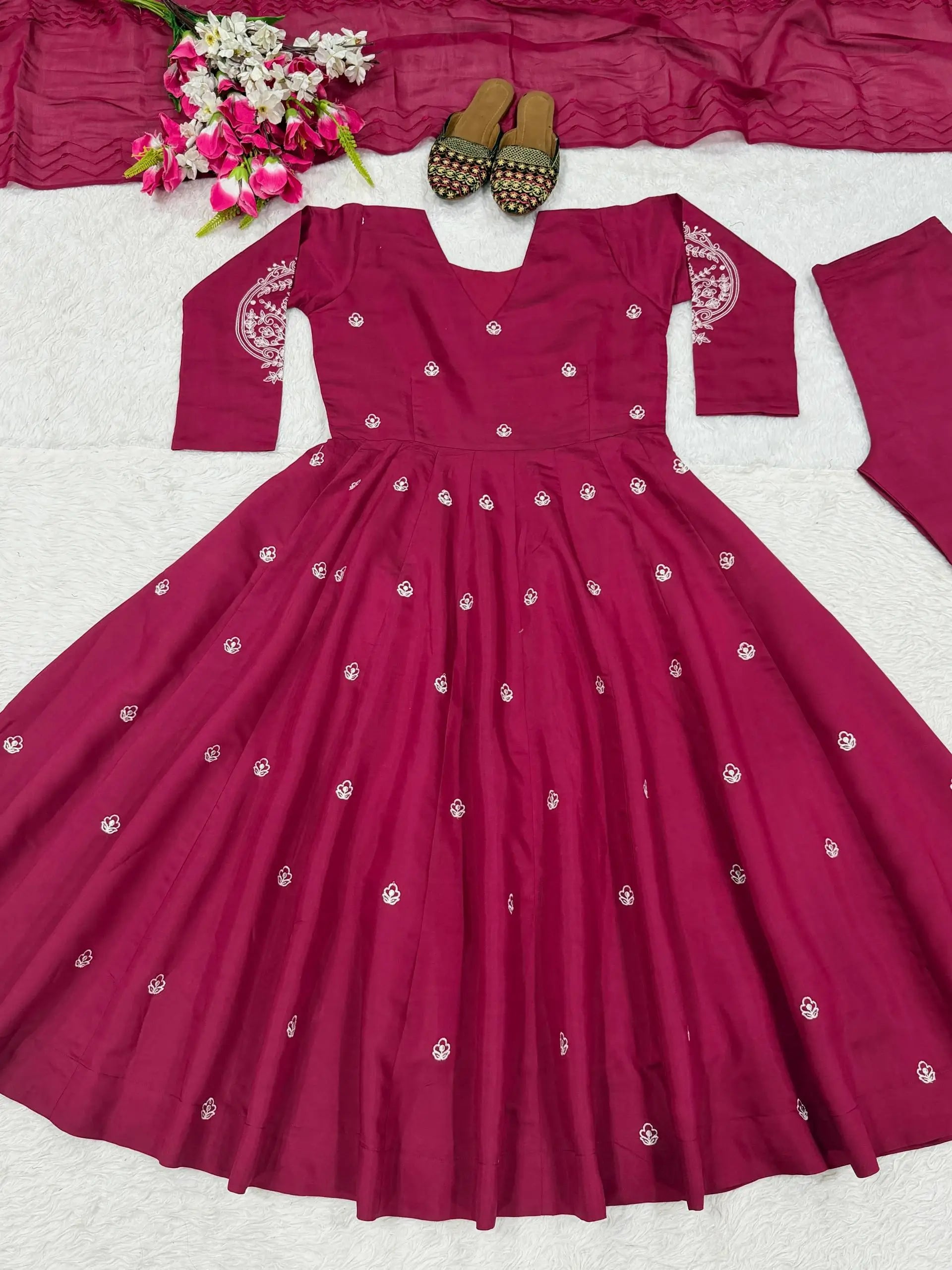 Roman Silk Booti Anarkali