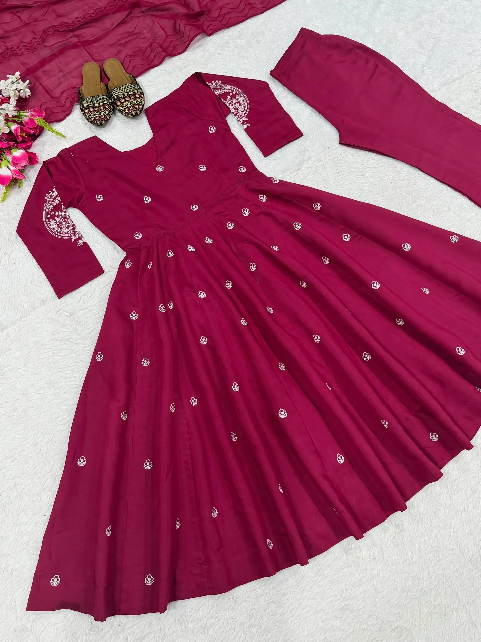 Roman Silk Booti Anarkali