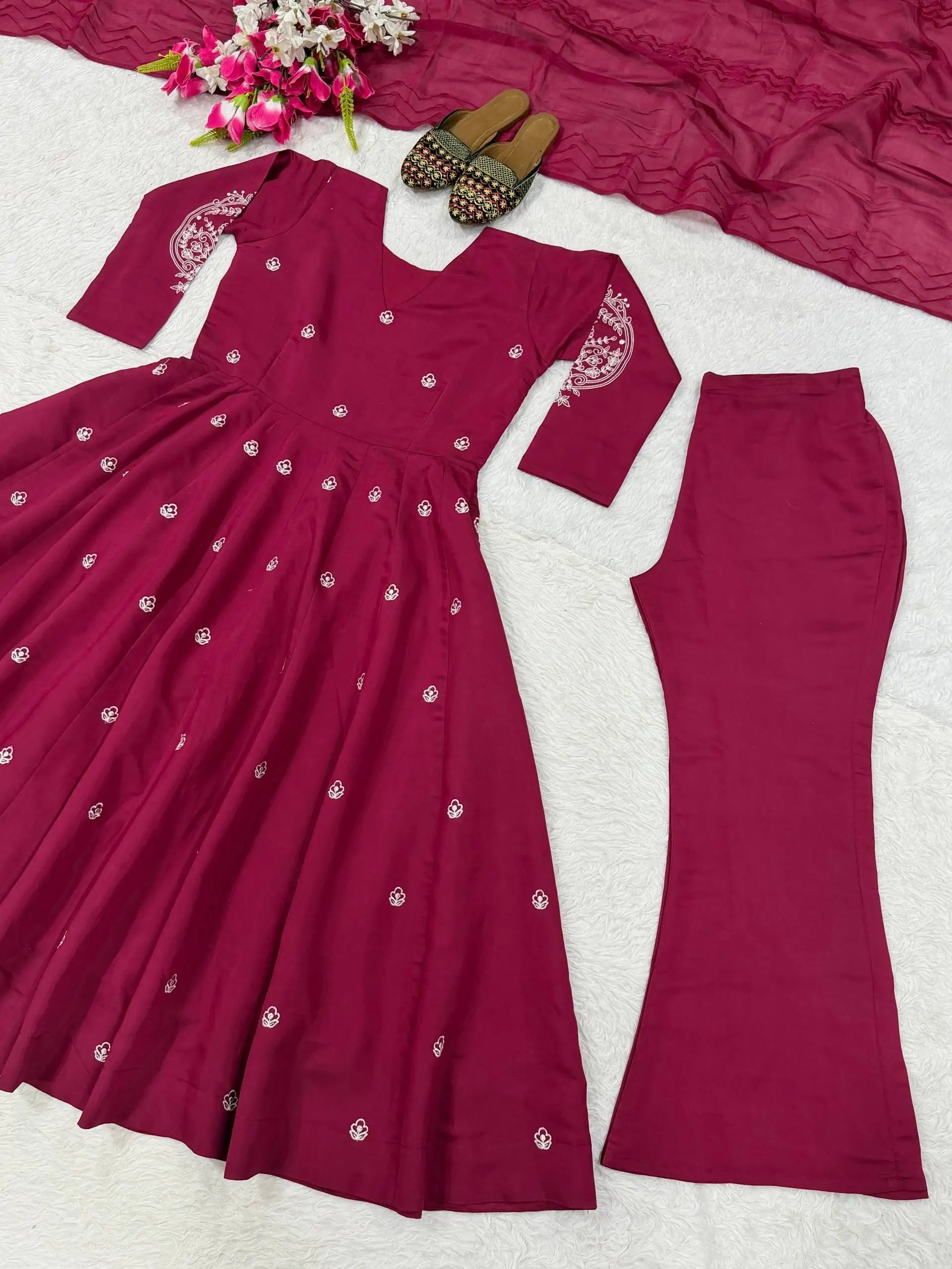 Roman Silk Booti Anarkali