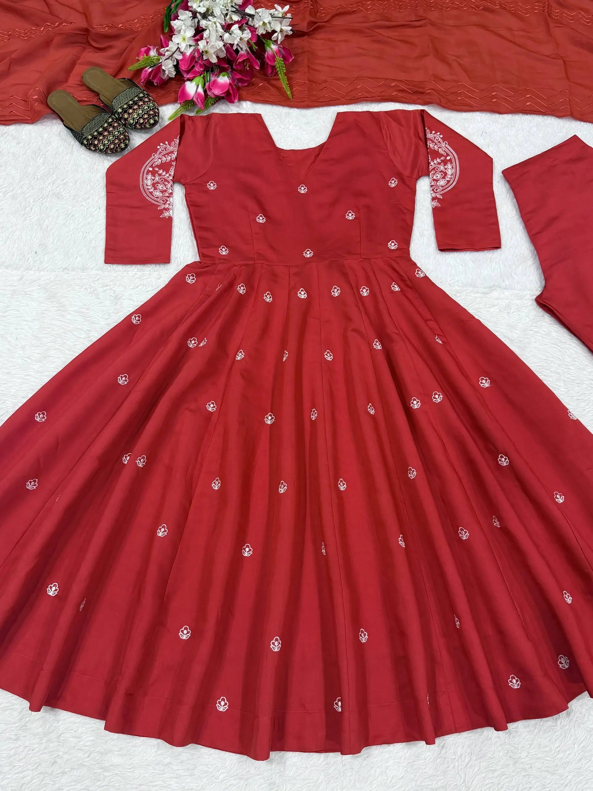 Roman Silk Booti Anarkali