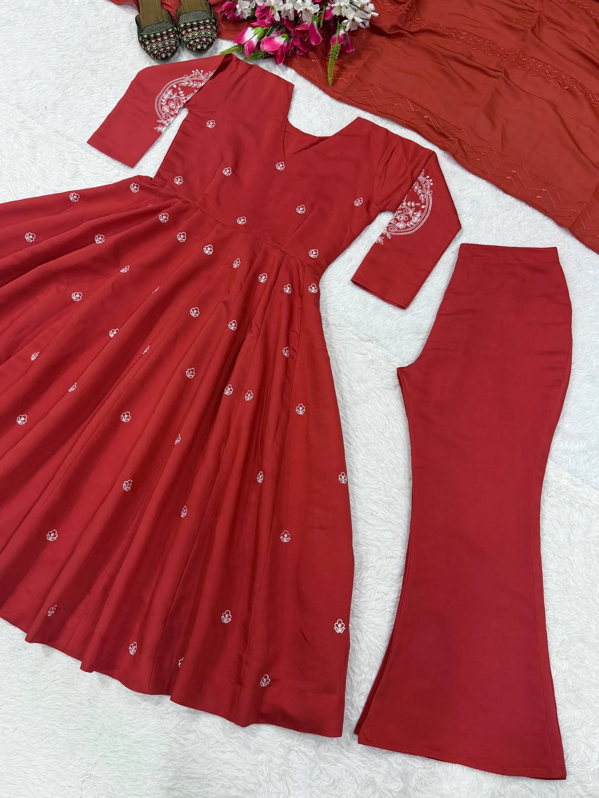 Roman Silk Booti Anarkali