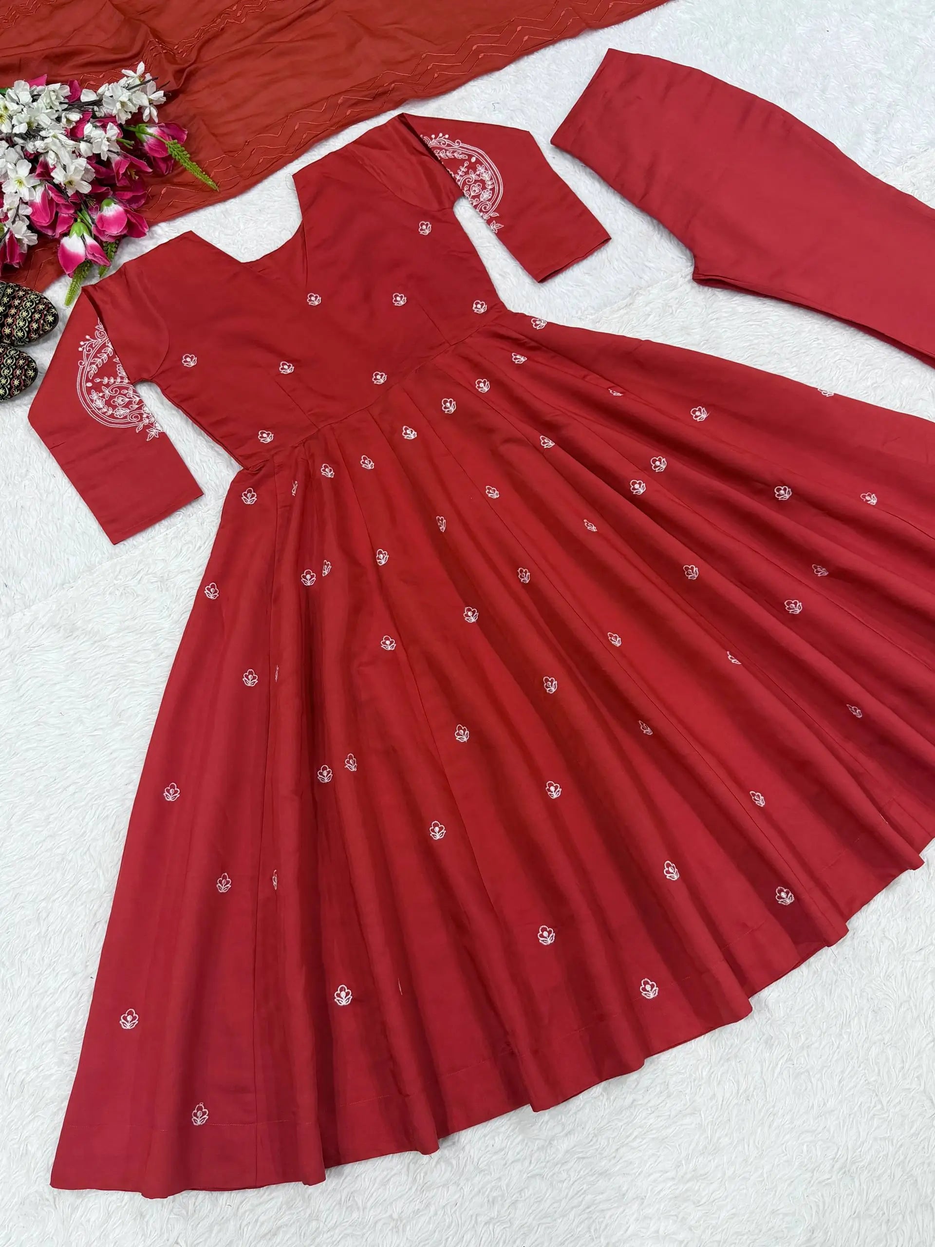 Roman Silk Booti Anarkali