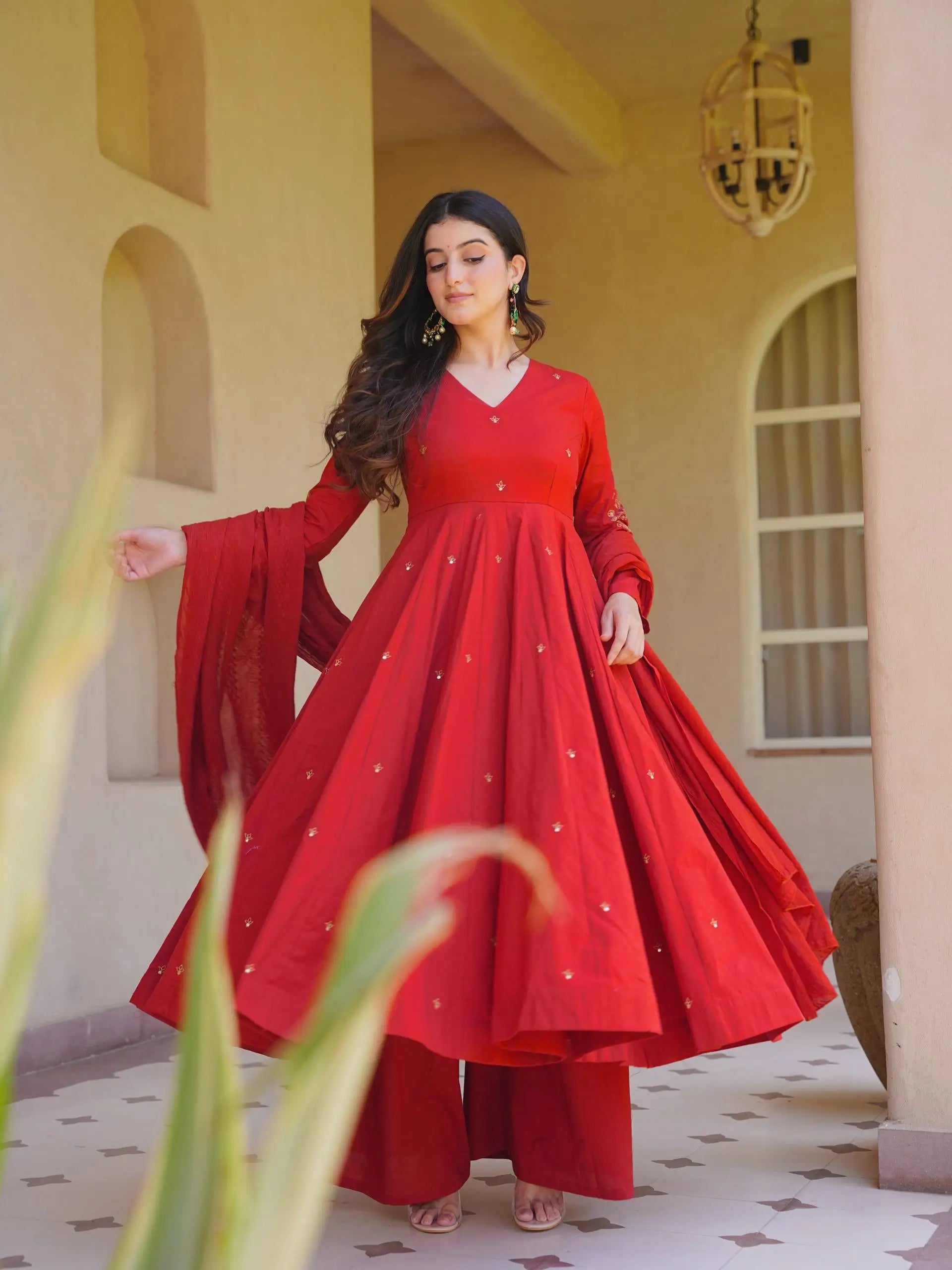 Roman Silk Booti Anarkali