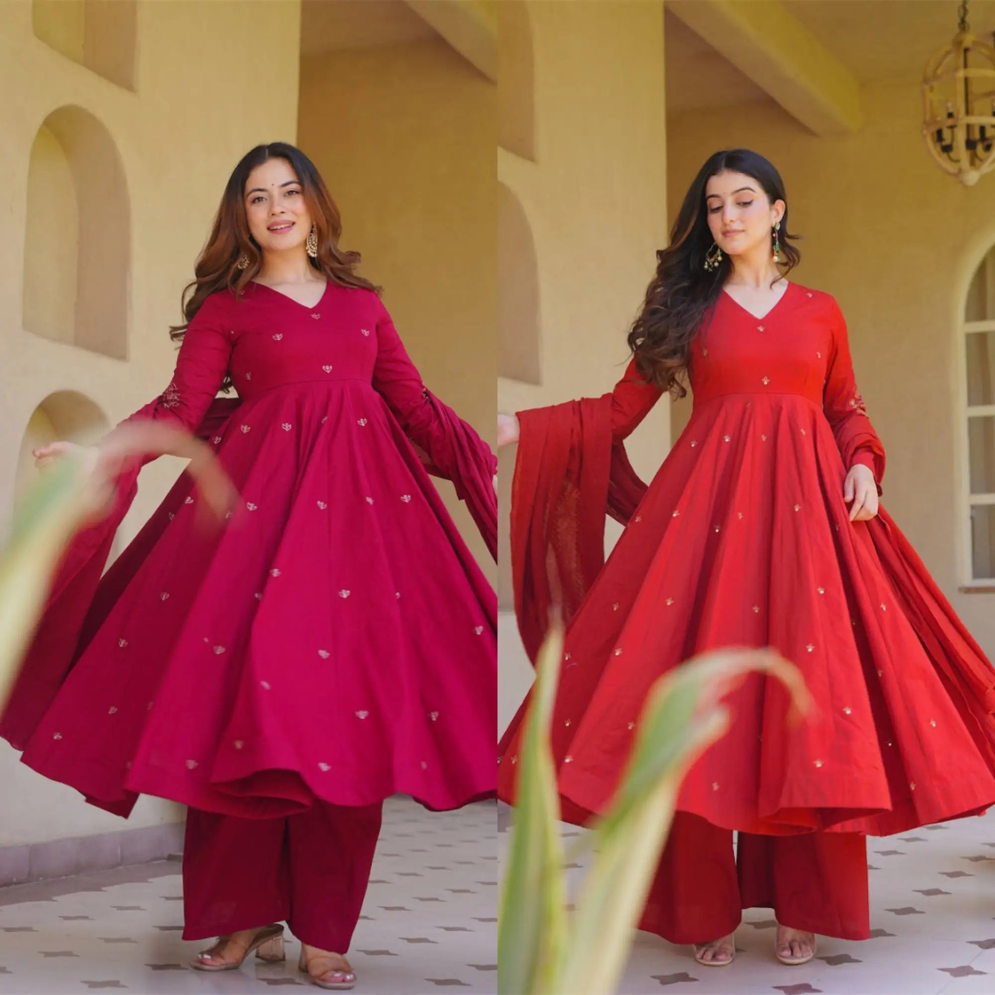 Roman Silk Booti Anarkali
