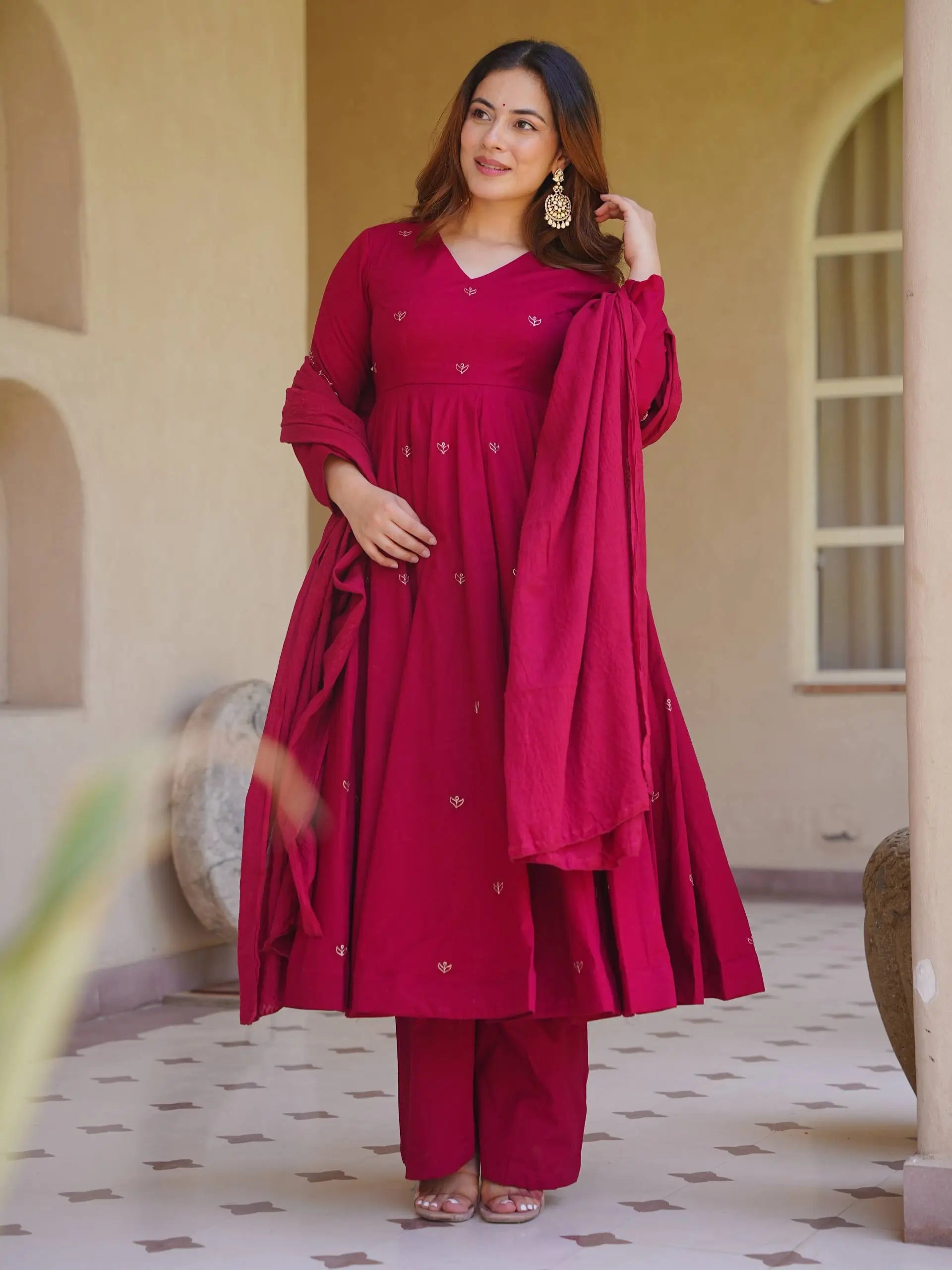 Roman Silk Booti Anarkali