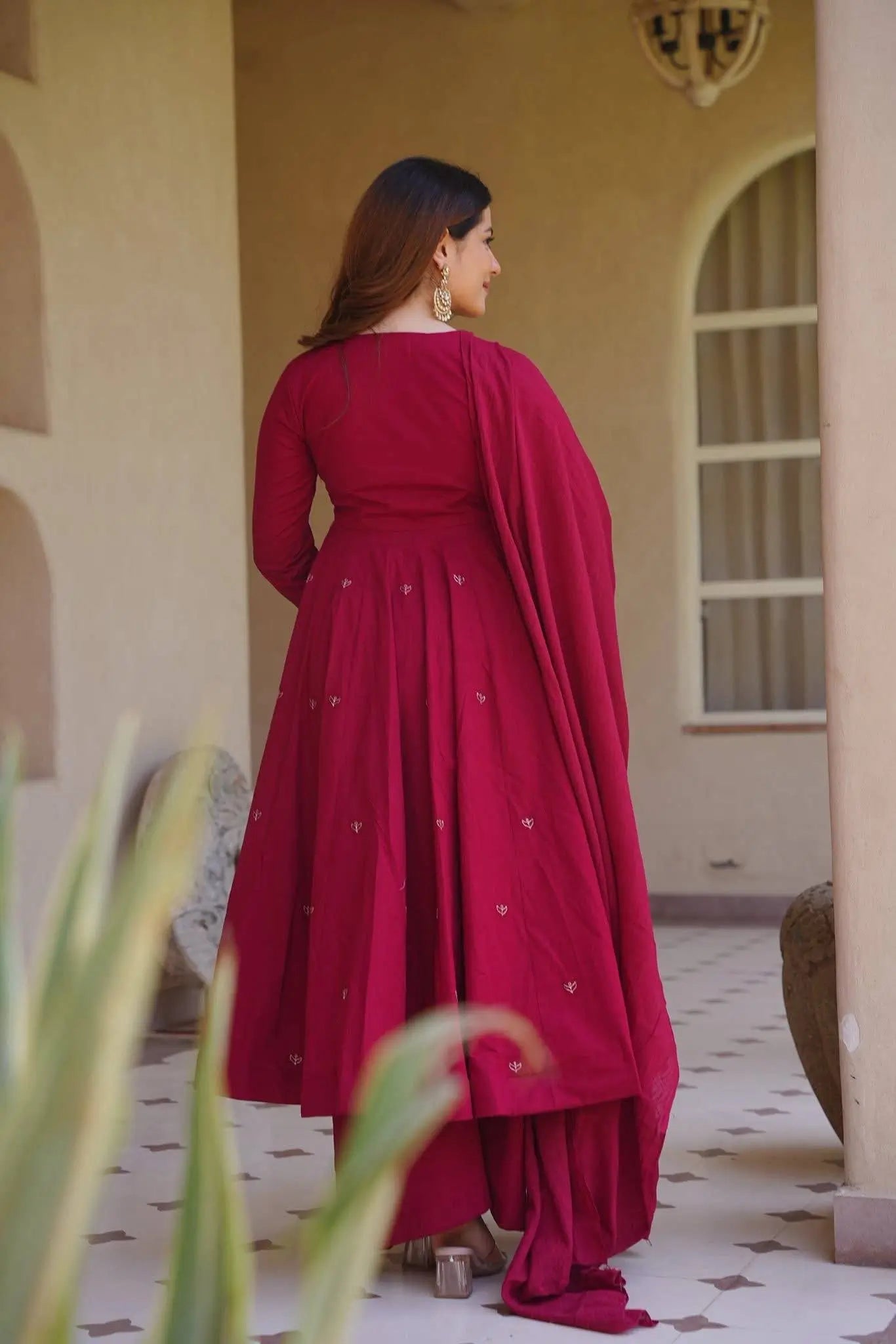 Roman Silk Booti Anarkali