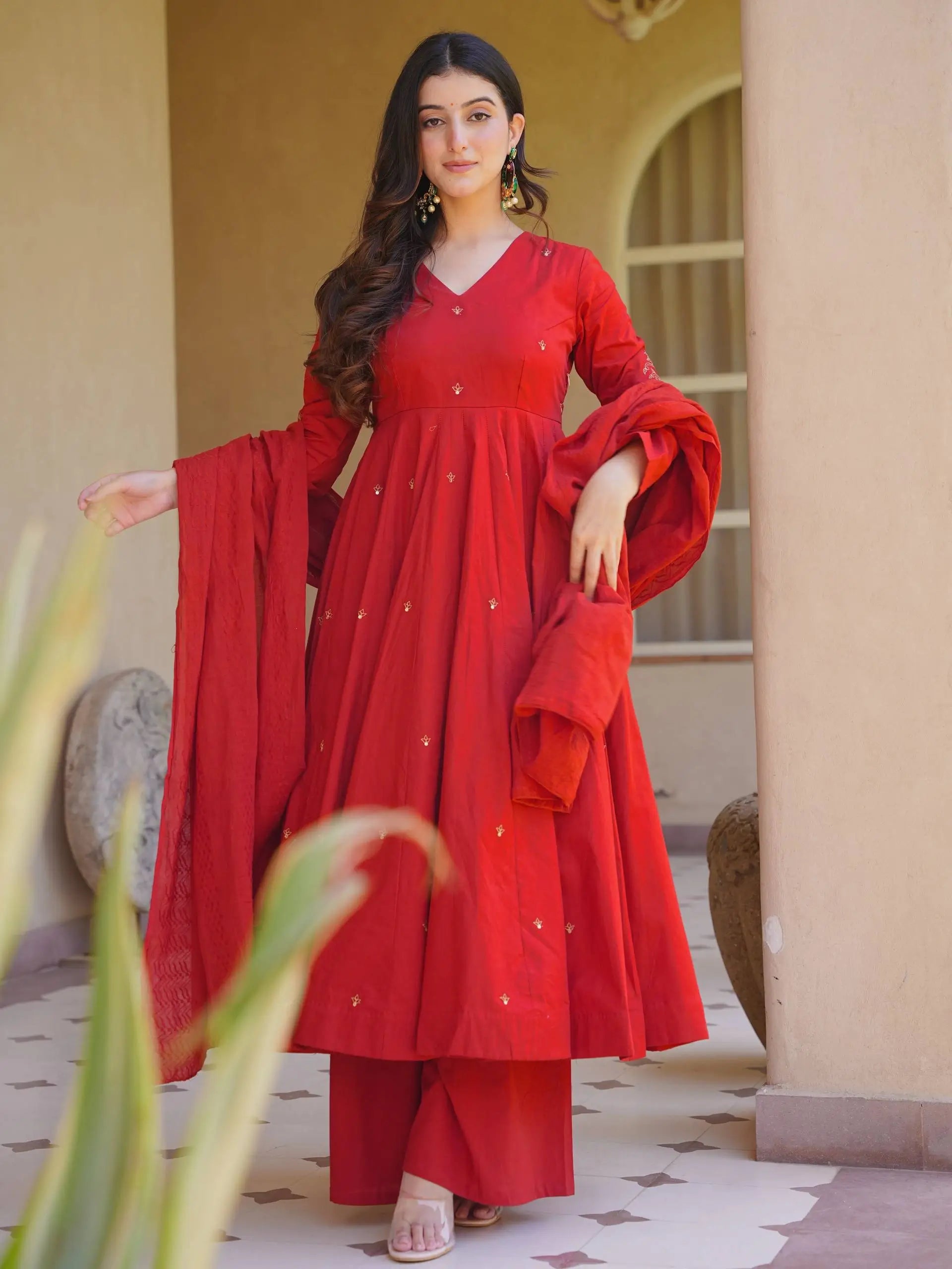 Roman Silk Booti Anarkali