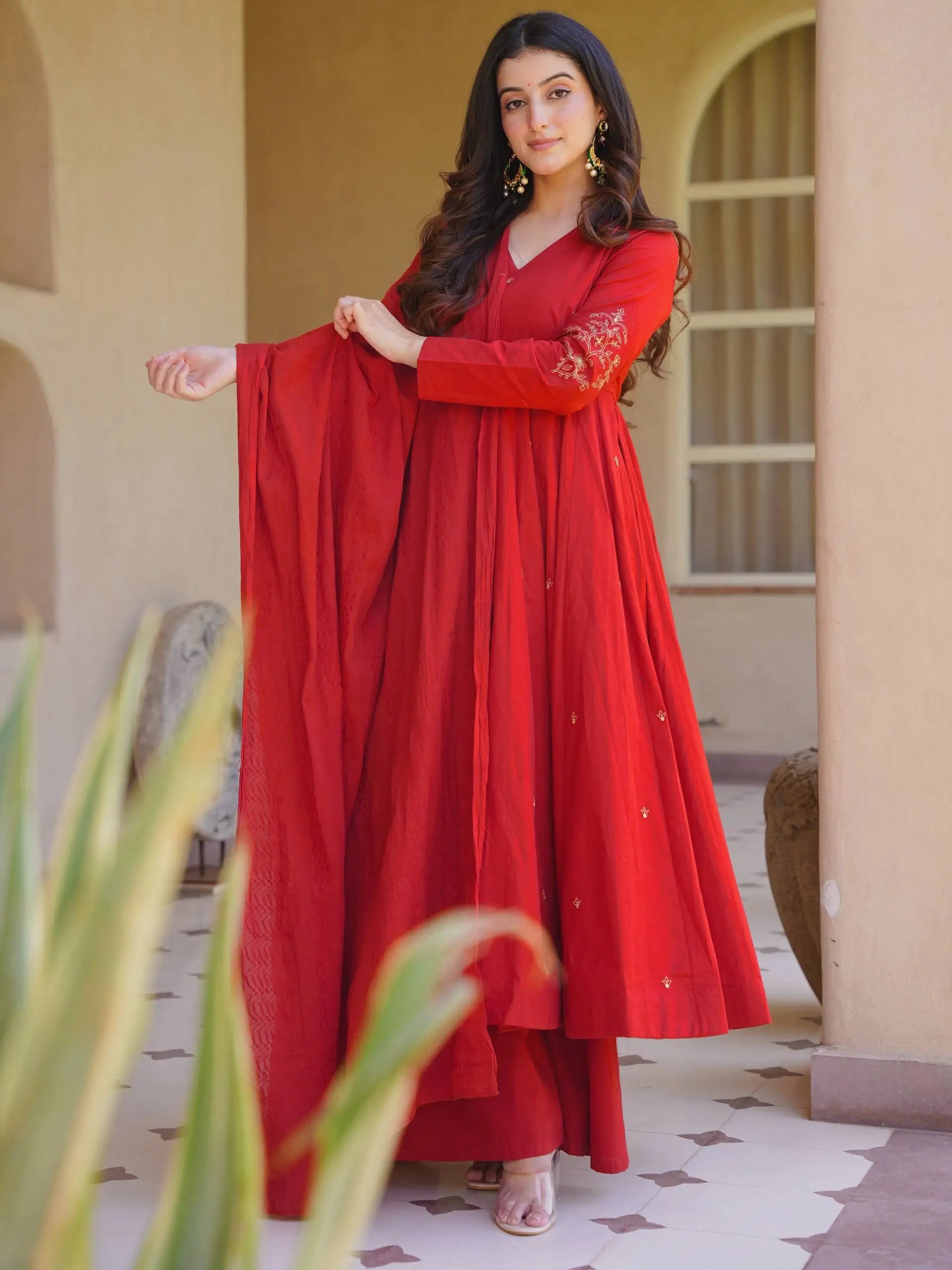 Roman Silk Booti Anarkali