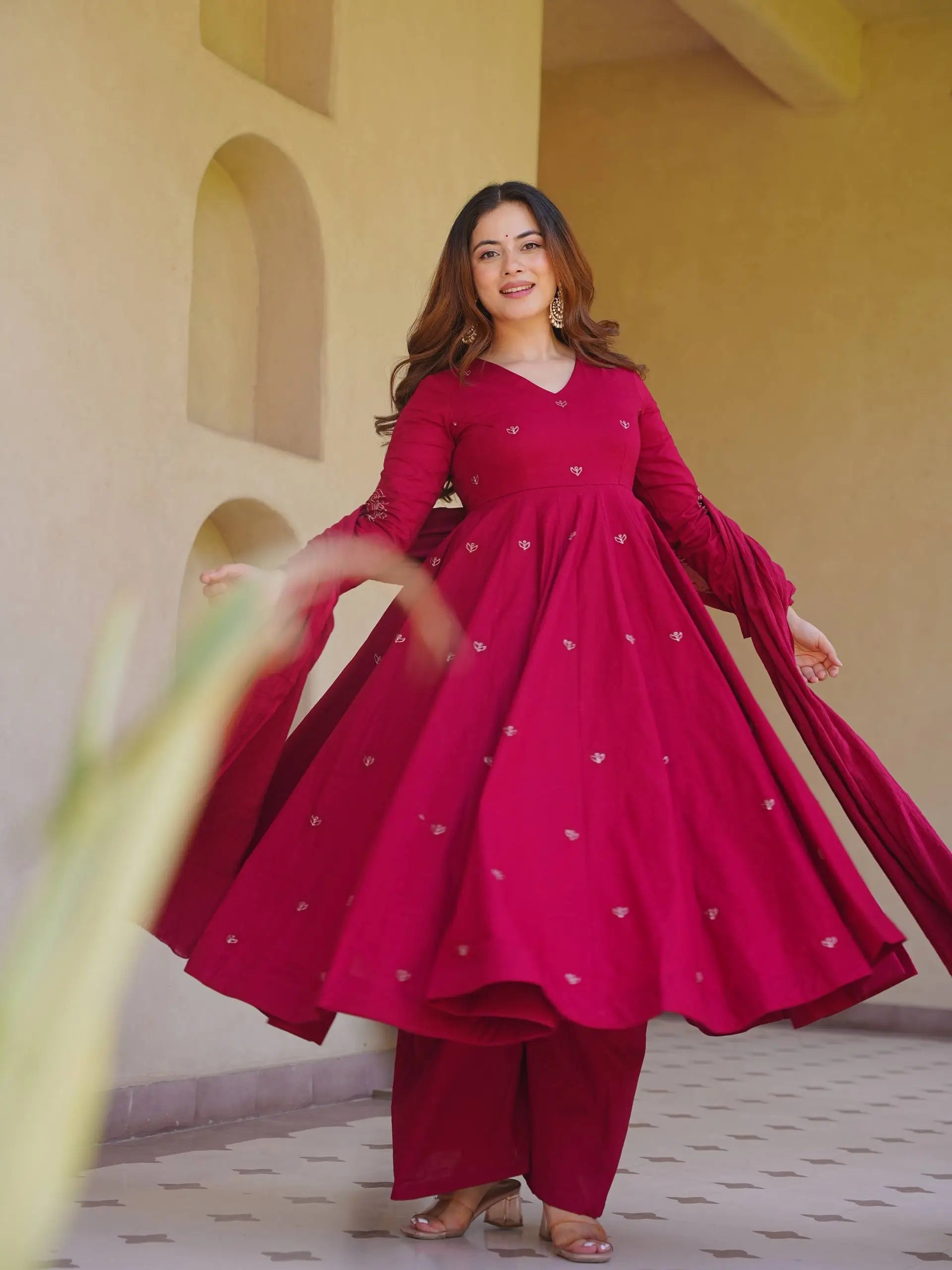 Roman Silk Booti Anarkali