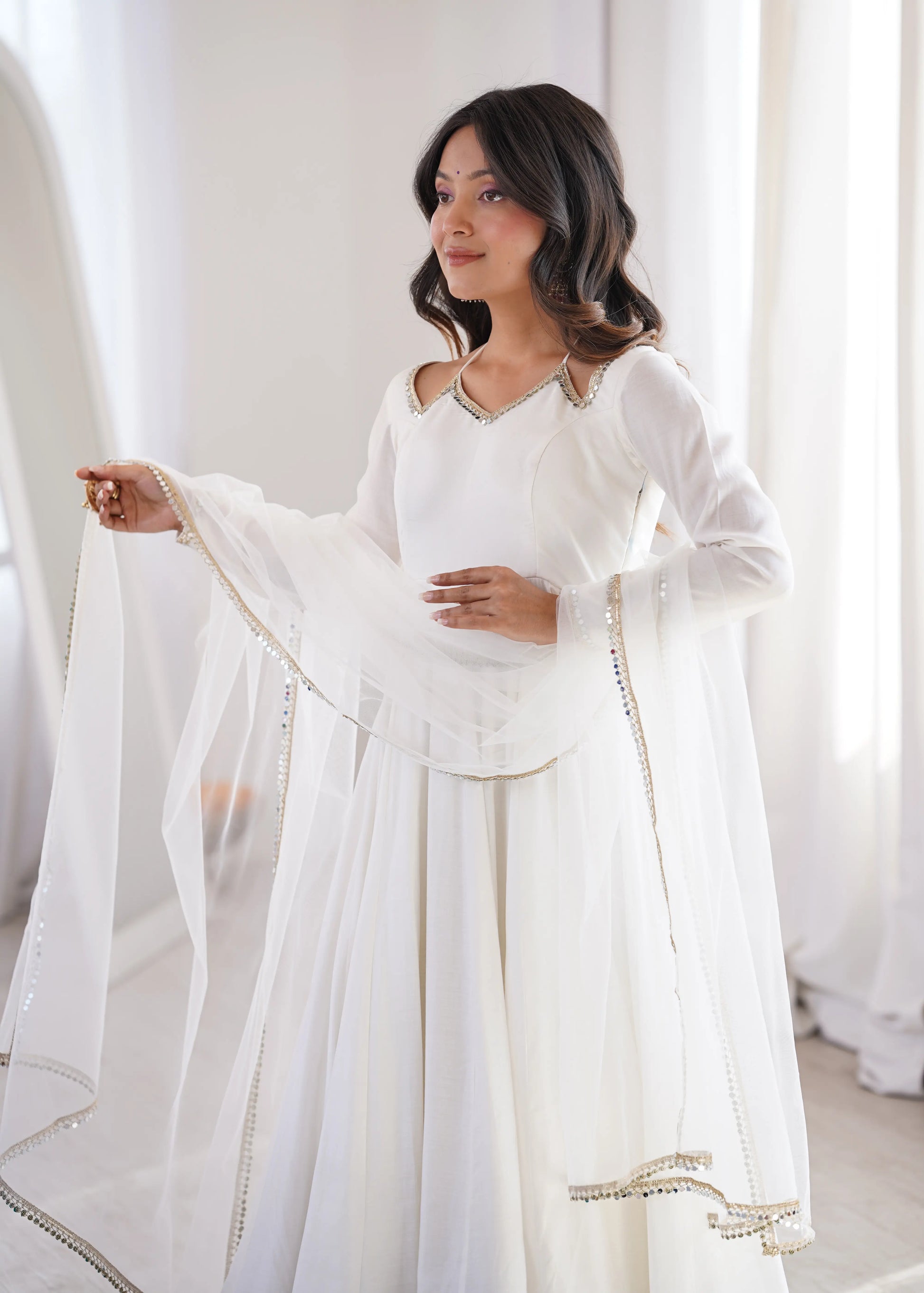 Roman Silk Chanderi Anarkali Suit Set