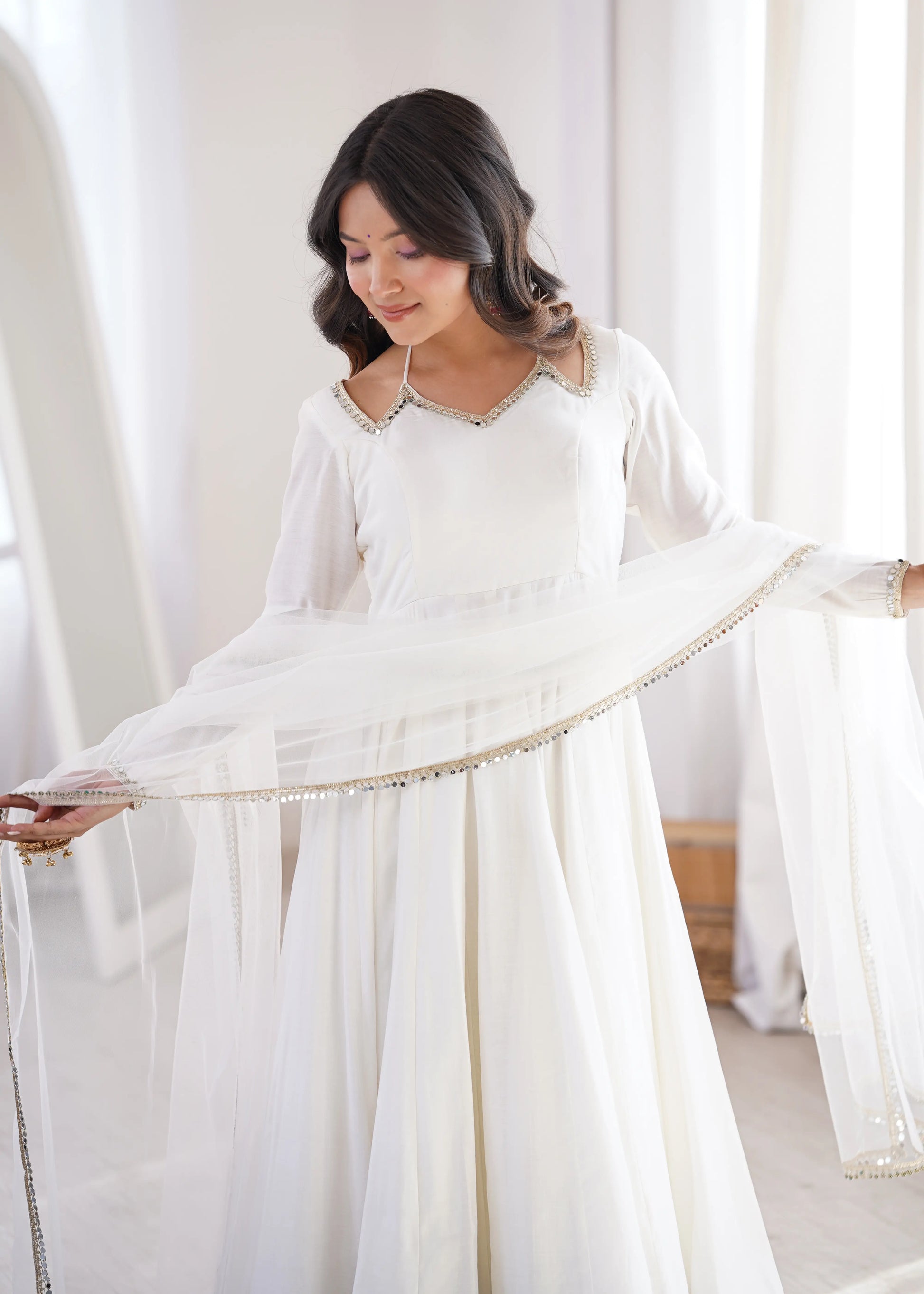 Roman Silk Chanderi Anarkali Suit Set