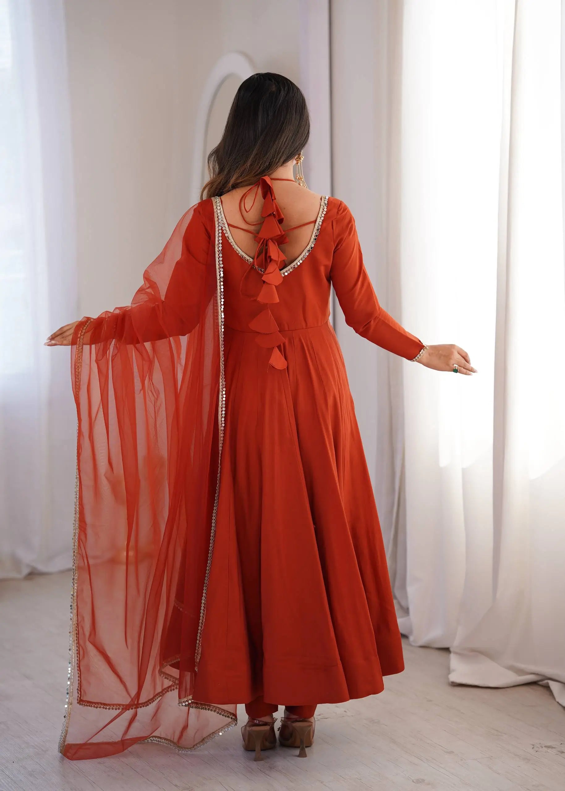 Roman Silk Chanderi Anarkali Suit Set