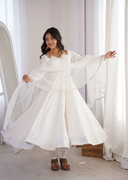 Roman Silk Chanderi Anarkali Suit Set