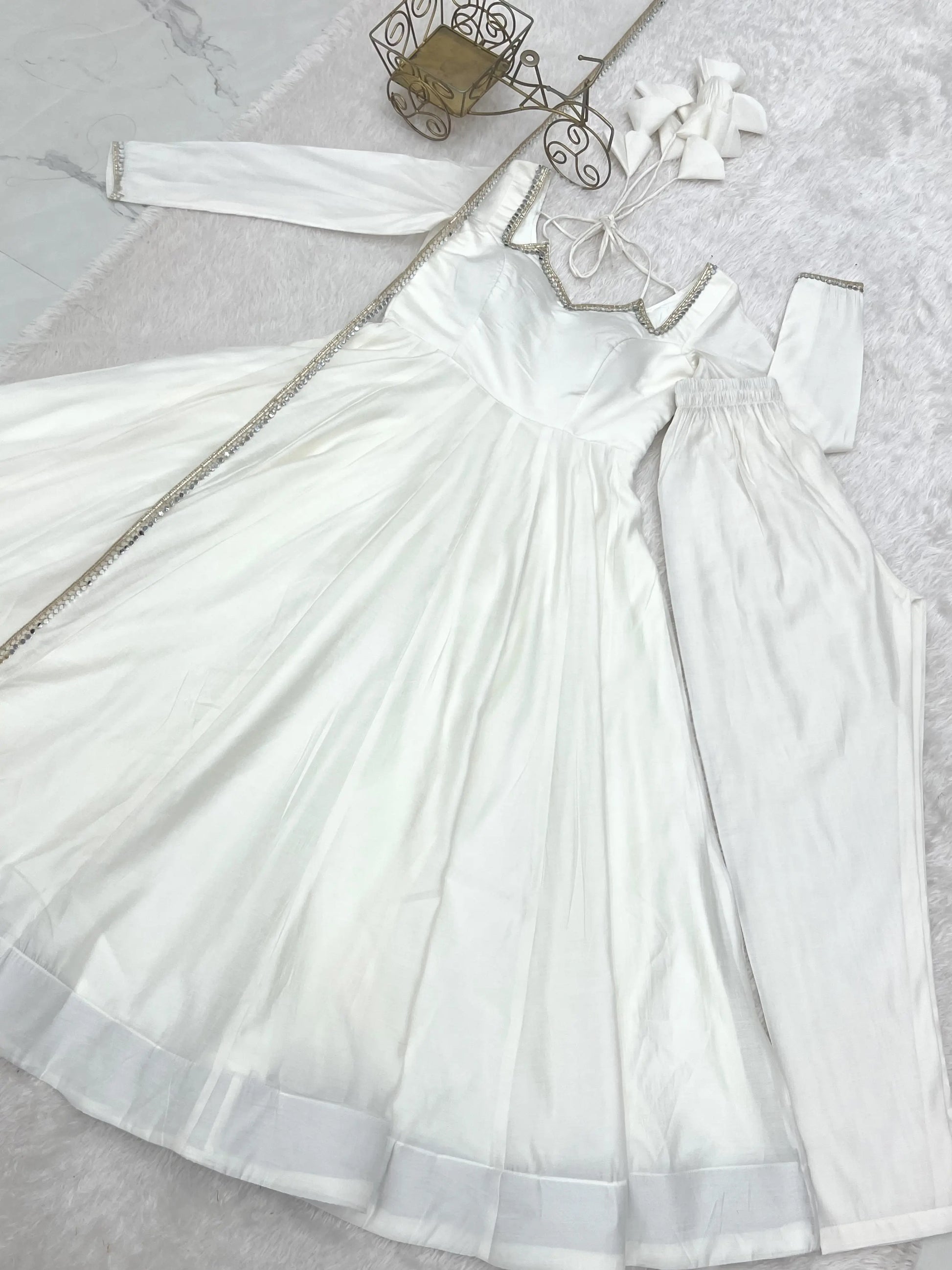 Roman Silk Chanderi Anarkali Suit Set