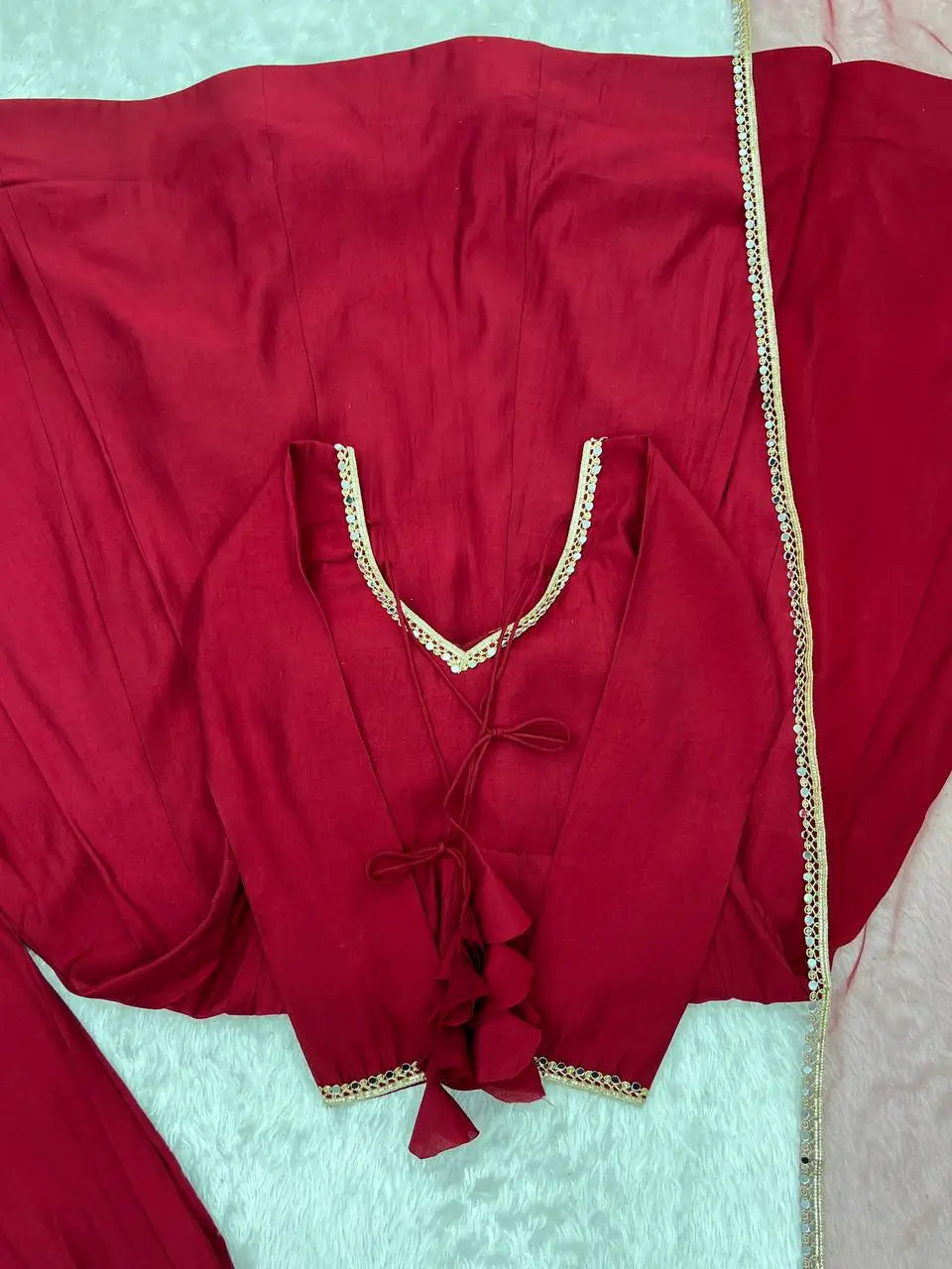 Roman Silk Chanderi Anarkali Suit Set